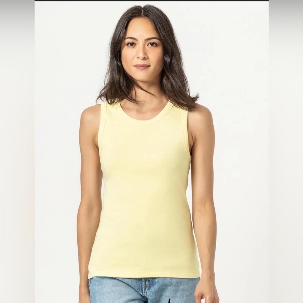 Lilla P Jewel Tank Top Ribbed Pale Yellow XS